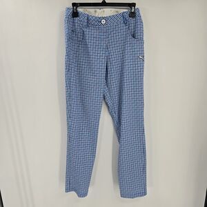 Puma Golf Pants Womens Sz 4 Blue Plaid Straight Leg Pockets